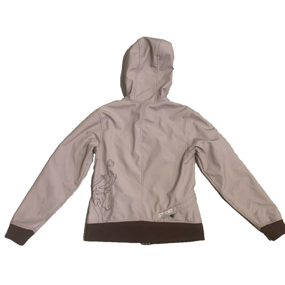 Spyder Jacket Womens 8 Red Houndstooth Fleece Lined Lightweight Nylon Coat - Picture 2 of 16